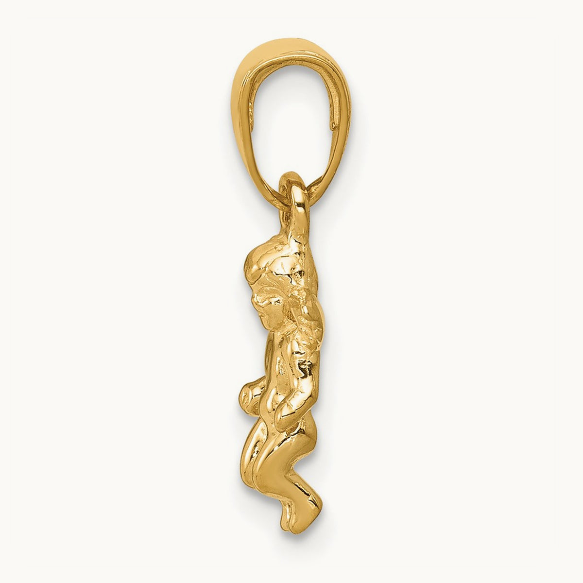 3D Small Guardian Angel Pendant, 14K