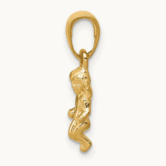 3D Small Guardian Angel Pendant, 14K