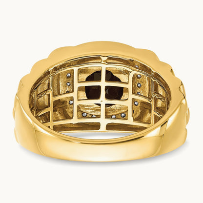 Onyx Textured Men's Ring, 0.25 ct tw Lab-Grown Diamond