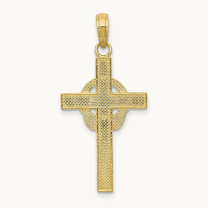 Polished Claddagh Cross Pendant — 14K Yellow Gold