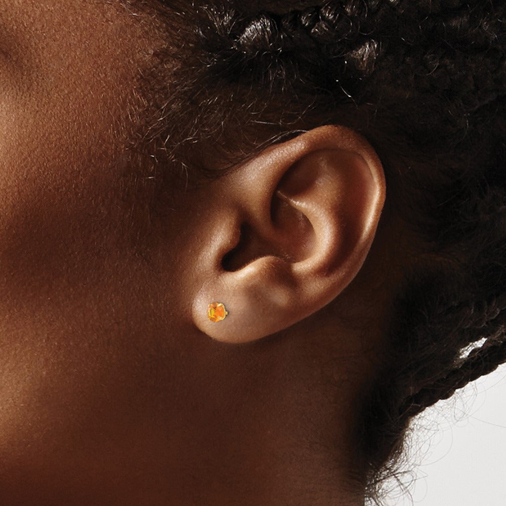 Round Citrine Post Earrings — 4mm
