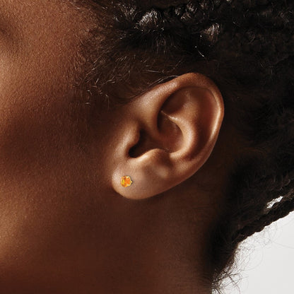 Round Citrine Post Earrings — 4mm