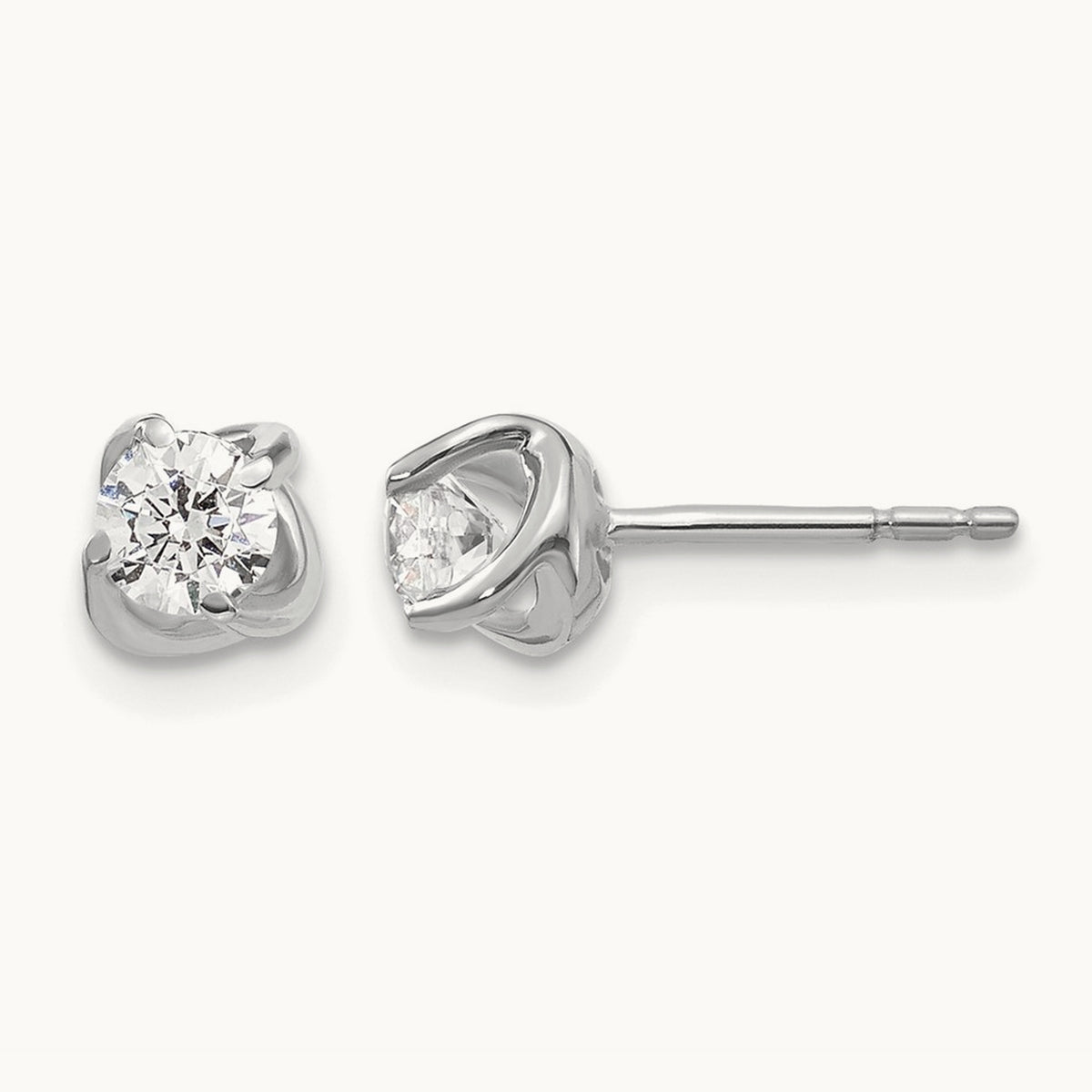 Fancy Twist Diamond Earrings, 14K White Gold