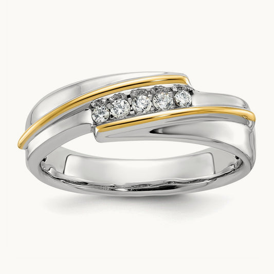 Men's 5 Stone Ring, 0.15 ct tw Lab-Grown Diamond