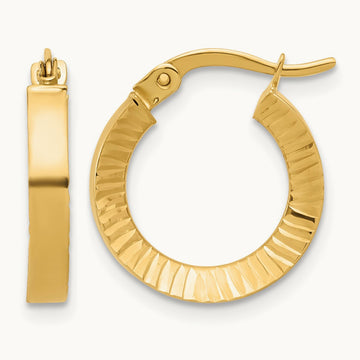 Polished and Diamond-cut Hoop Earrings — 16mm