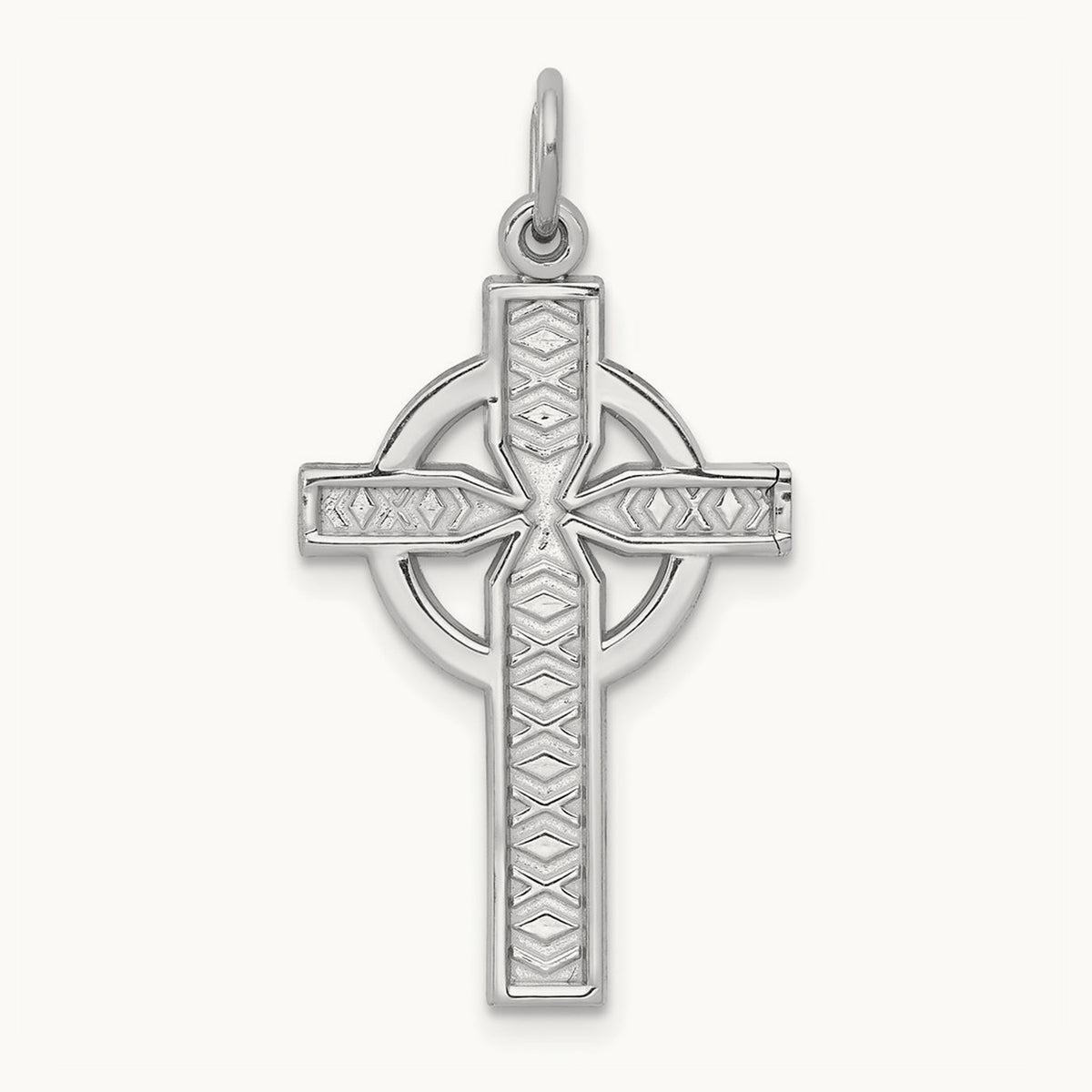 Celtic Cross Charm — 14K White Gold, 29mm