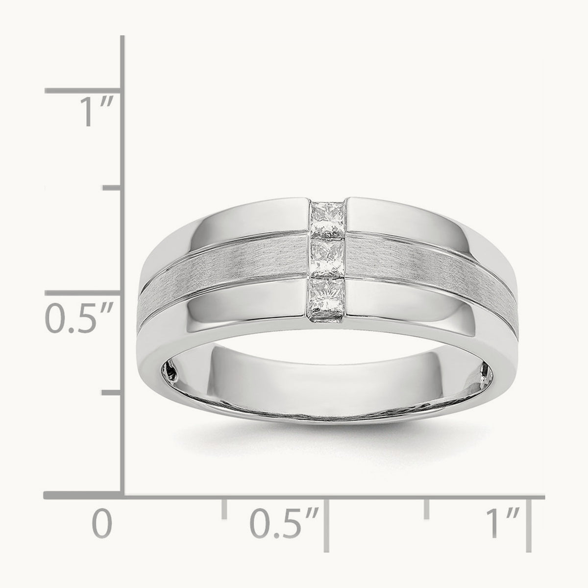 Men's Diamond Polished and Satin Ring — 14K White Gold