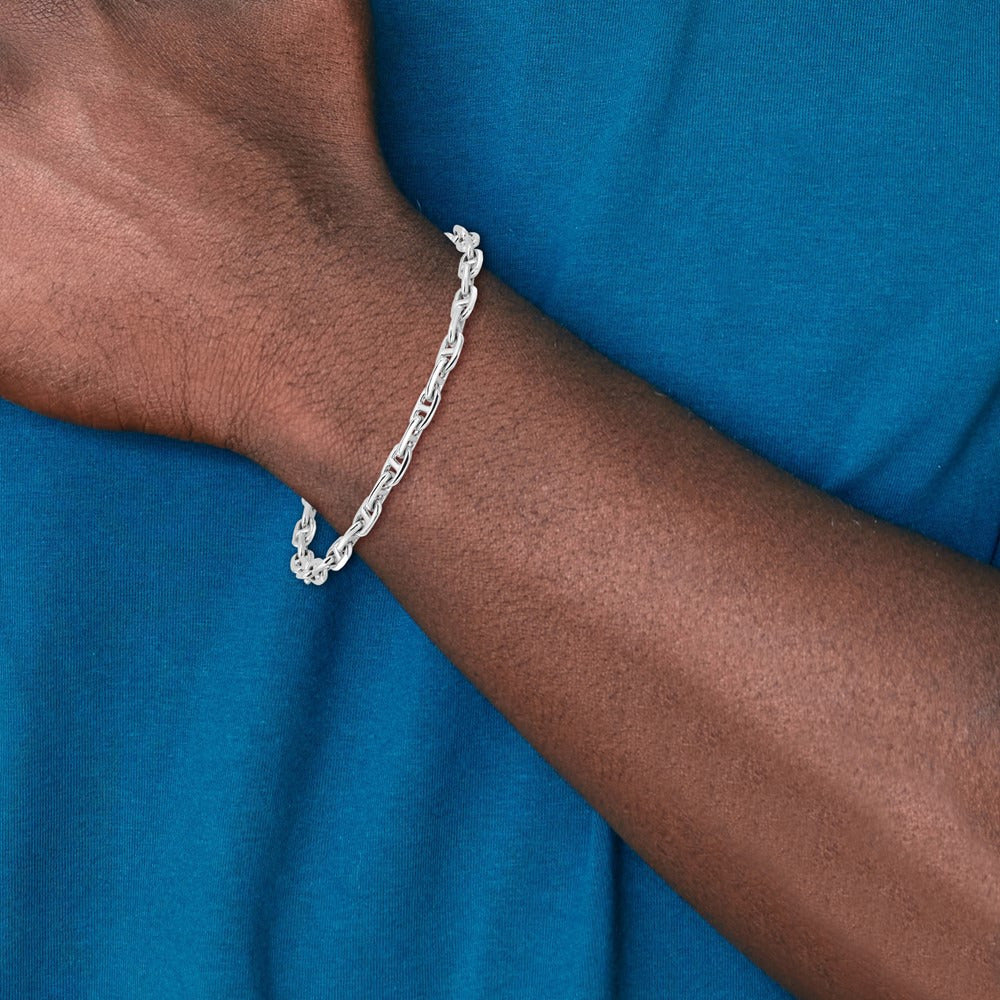 Hand-polished Fancy Link Bracelet — 14K White Gold