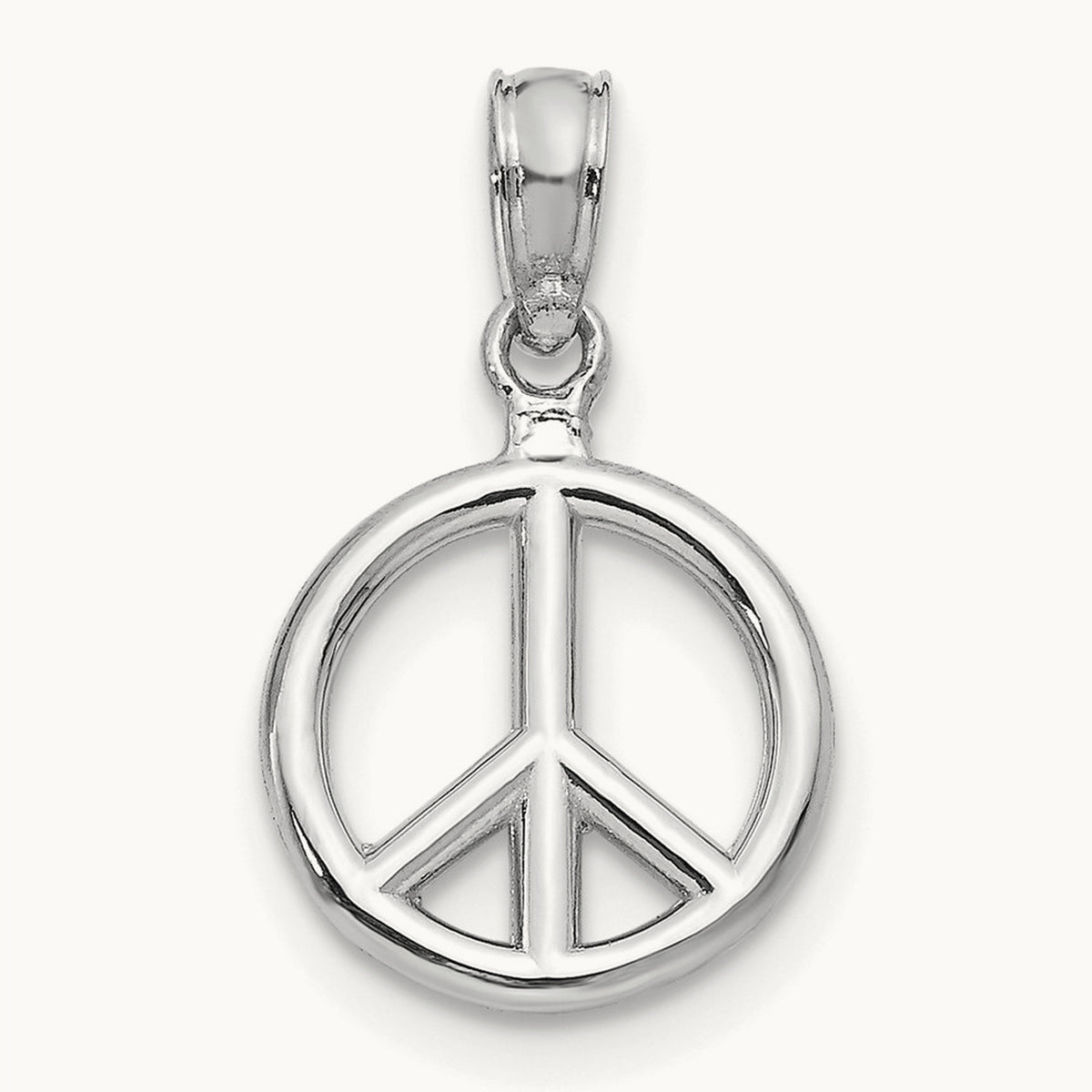 Polished Peace Symbol Pendant — 14K White Gold