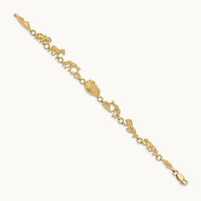 Polished and Textured Noah's Ark 7 inch Bracelet, 14K