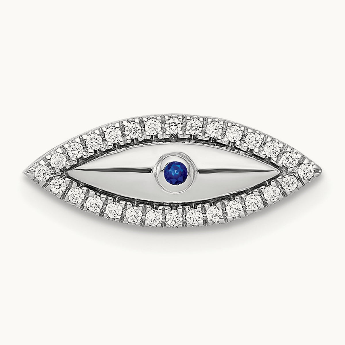 Diamond and Sapphire Evil Eye Chain Slide, 14K White Gold