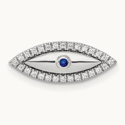 Diamond and Sapphire Evil Eye Chain Slide, 14K White Gold