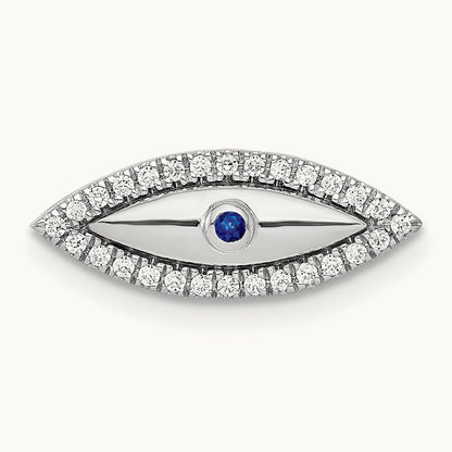 Diamond and Sapphire Evil Eye Chain Slide, 14K White Gold