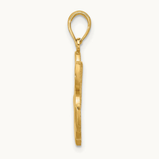 Polished Anchor and Clover Charm, 14K