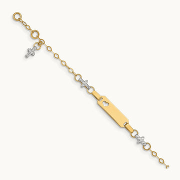 Baby Polished and Textured Cross with 1in extension ID Bracelet — 4.5mm