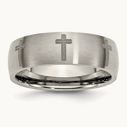 Brushed Cross Laser Design Band — photo set