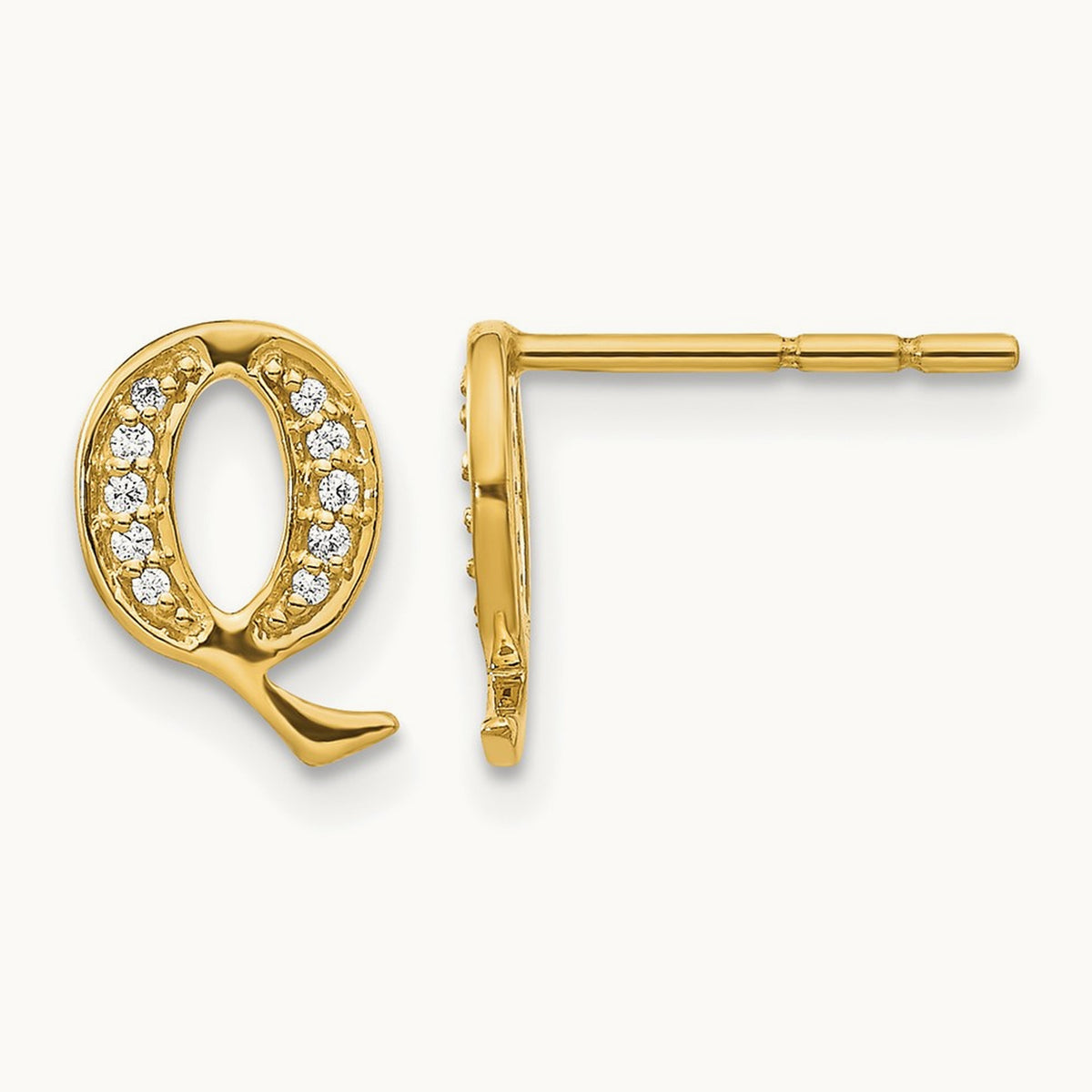 Diamond Earrings — 14K Yellow Gold, 10mm, Q