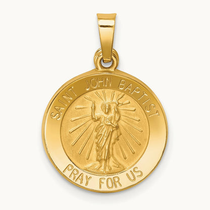 Polished and Satin St John Baptist Medal Hollow Pendant — 21mm