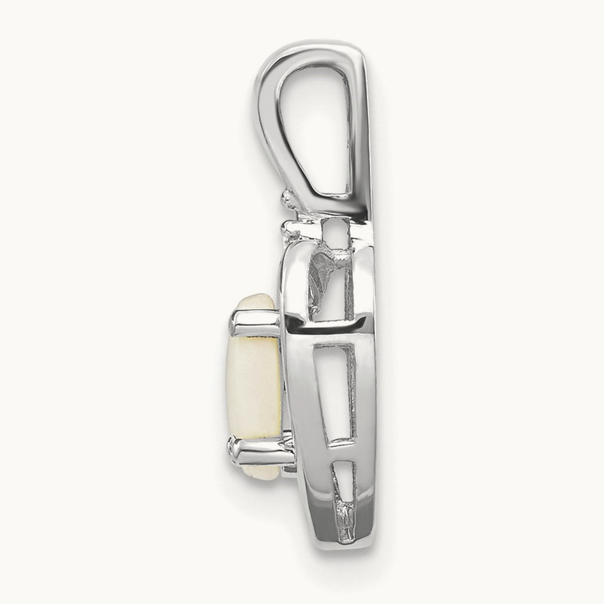 Opal and Diamond Heart Pendant — 14K White Gold