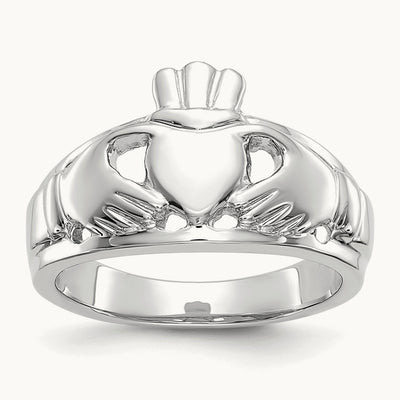 Ladies Claddagh Ring, 14K White Gold