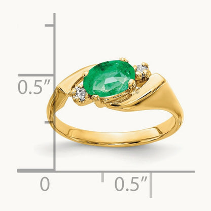 7x5mm Oval Emerald AA Diamond ring, 14K