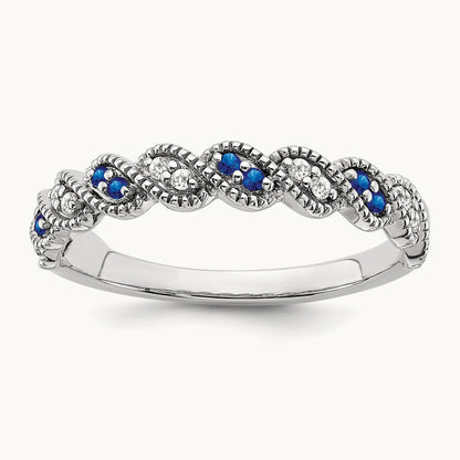 Sapphire and Diamond Twist Band, 14K White Gold