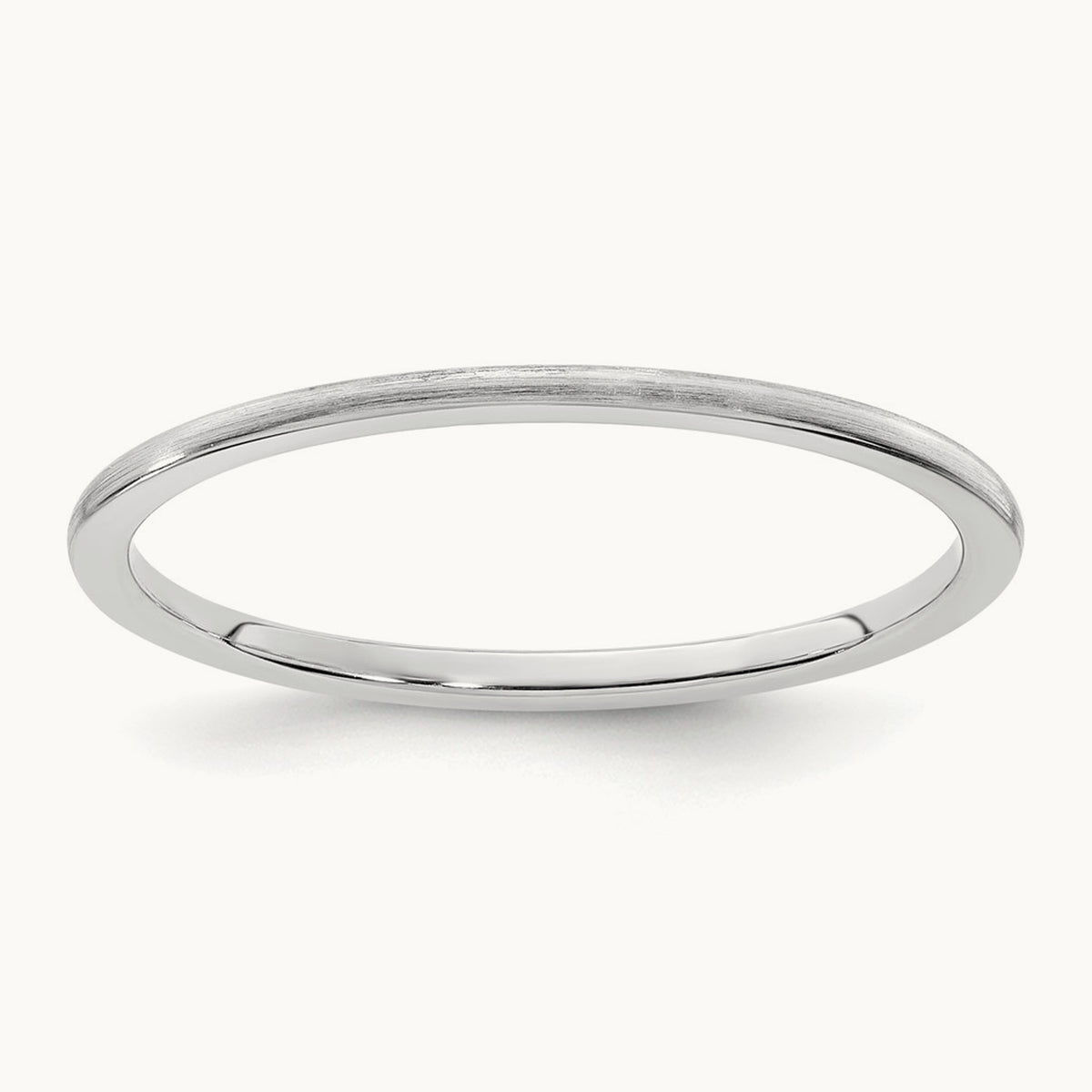 Half Round Satin Stackable Band — 14K White Gold