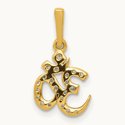 1/6ct. Diamond Om Pendant, 14K