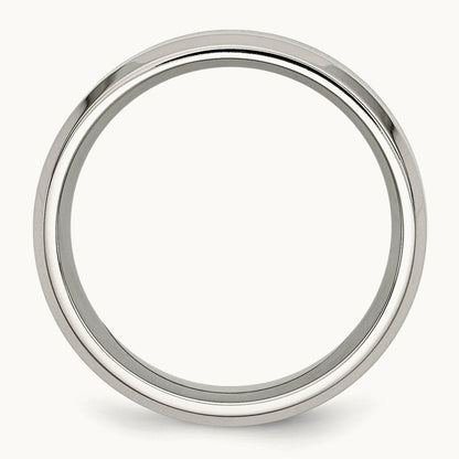 Polished Black Koa Wood Inlay Enameled Band, 8mm, Stainless Steel