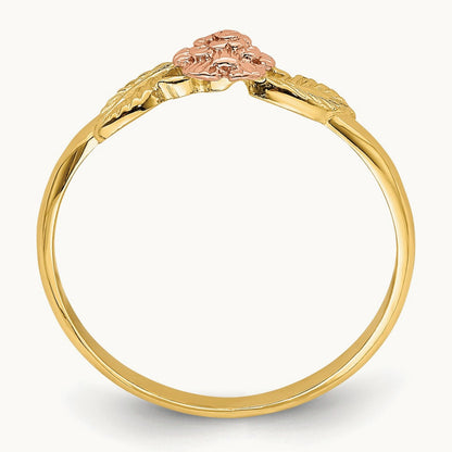 D/C Leaves w/ Flower Ring, 14K Two Tone