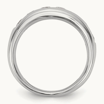 7-Stone Diamond Channel Band, 14K White Gold