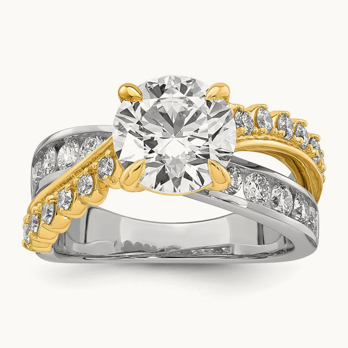 14ktt Certified Round Center Lab Grown Diamond VS+ F+ Ring