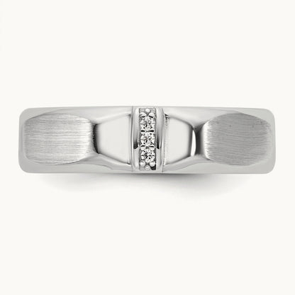 IB Goodman Mens Satin Complete .03ct Diamond Ring, 14K White Gold