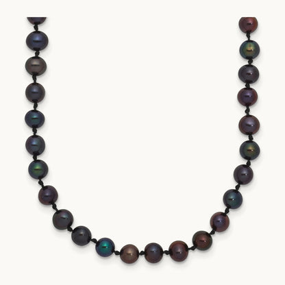 4- Black Near Round Freshwater Cultured Pearl Necklace, 5mm, 14K