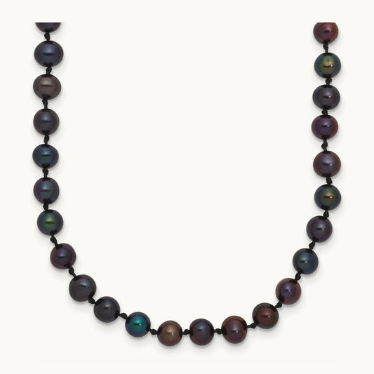 4- Black Near Round Freshwater Cultured Pearl Necklace, 5mm, 14K