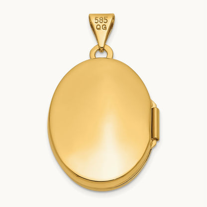 Scroll Heart Design Oval Locket, 14K Yellow Gold