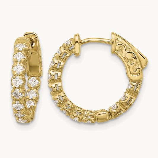 .84ct 24- In/Out Hoop w/ Safety Clasp Diamond Earrings, 2.0mm, 14K