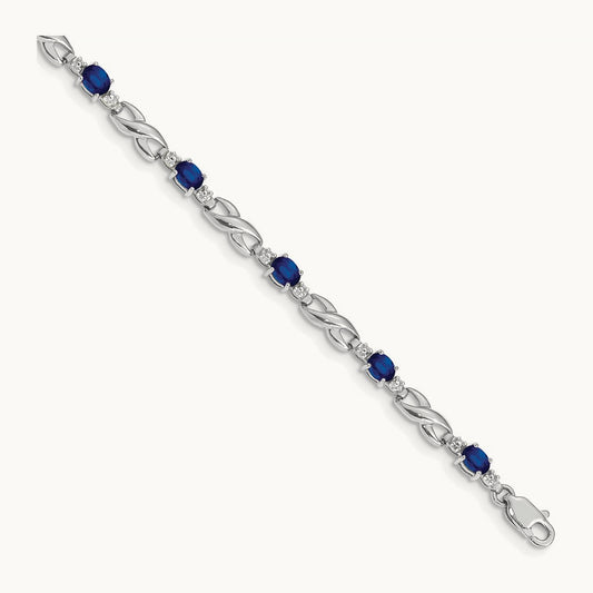 Diamond and Sapphire Bracelet, 14K White Gold