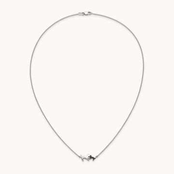 Black Diamond Mother and Baby Cat 18 inch Necklace, 14K White Gold