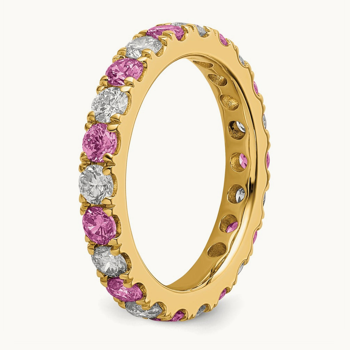 Created Pink Sapphire Eternity Band — 14K Yellow Gold, 3.25 mm