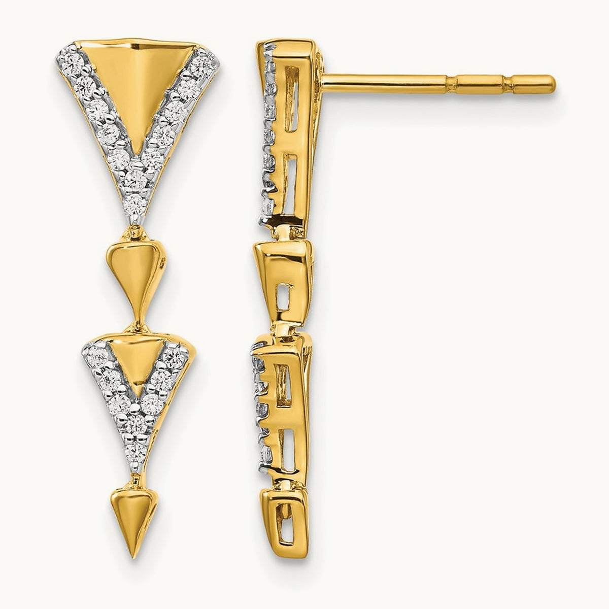 Diamond Fancy Post Dangle Earrings, 14K