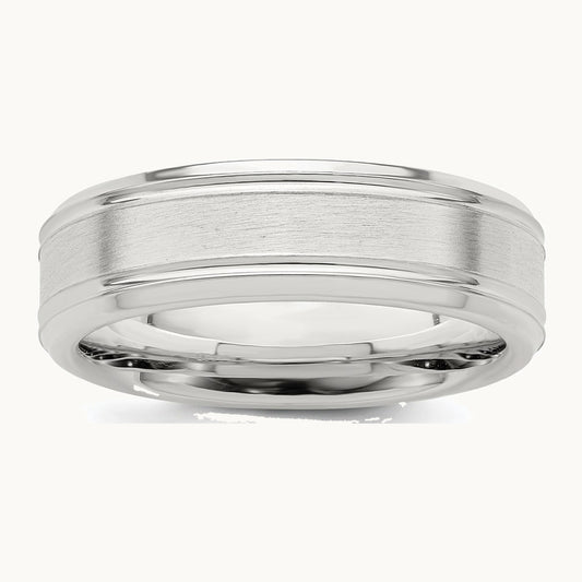 Sterling Silver 6mm Brushed Fancy Band