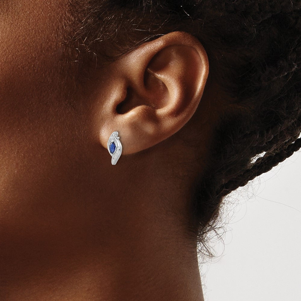 Diamond and Sapphire Post Earrings — photo set