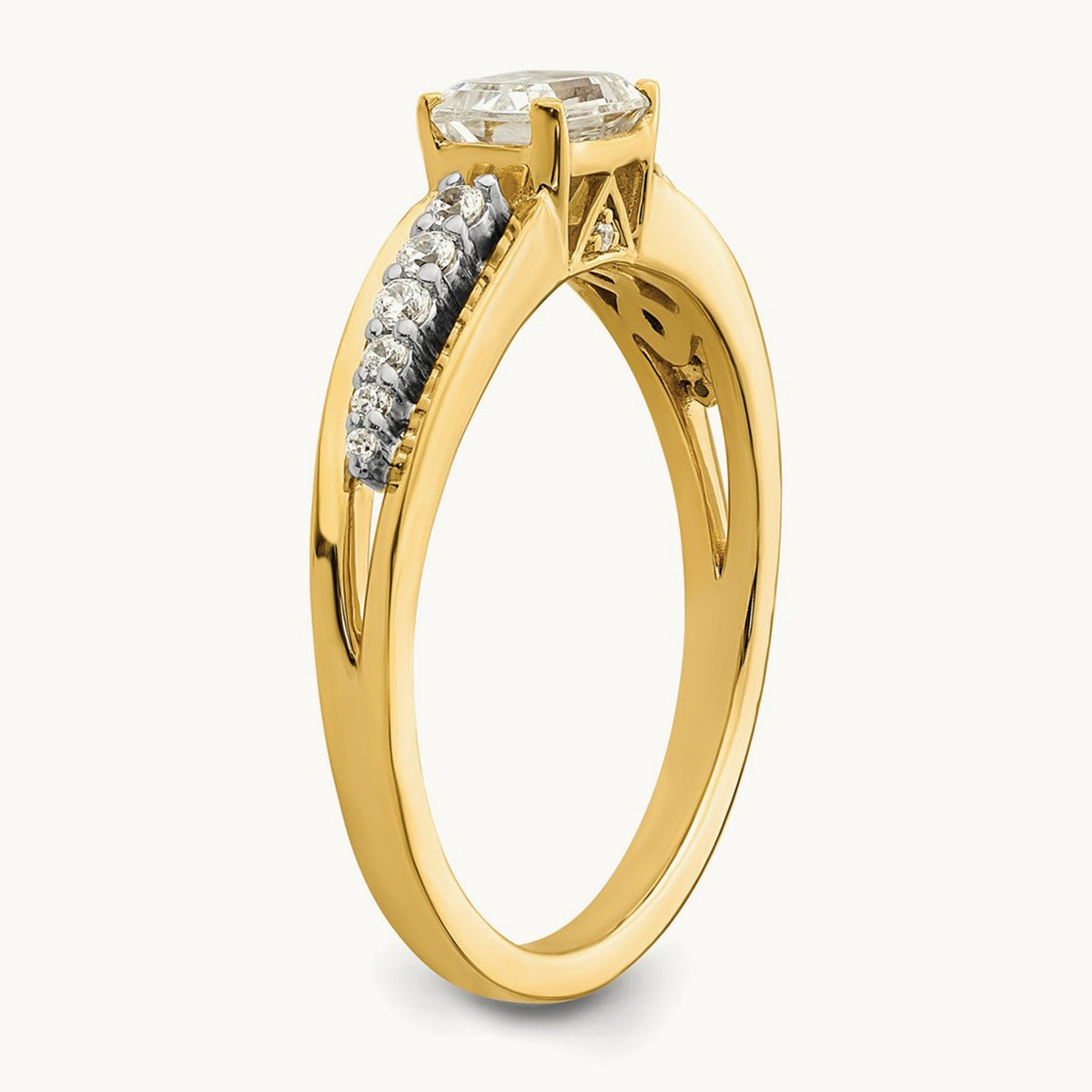East West Emerald Semi-Mount Engagement Ring — 3/4 ct, 7
