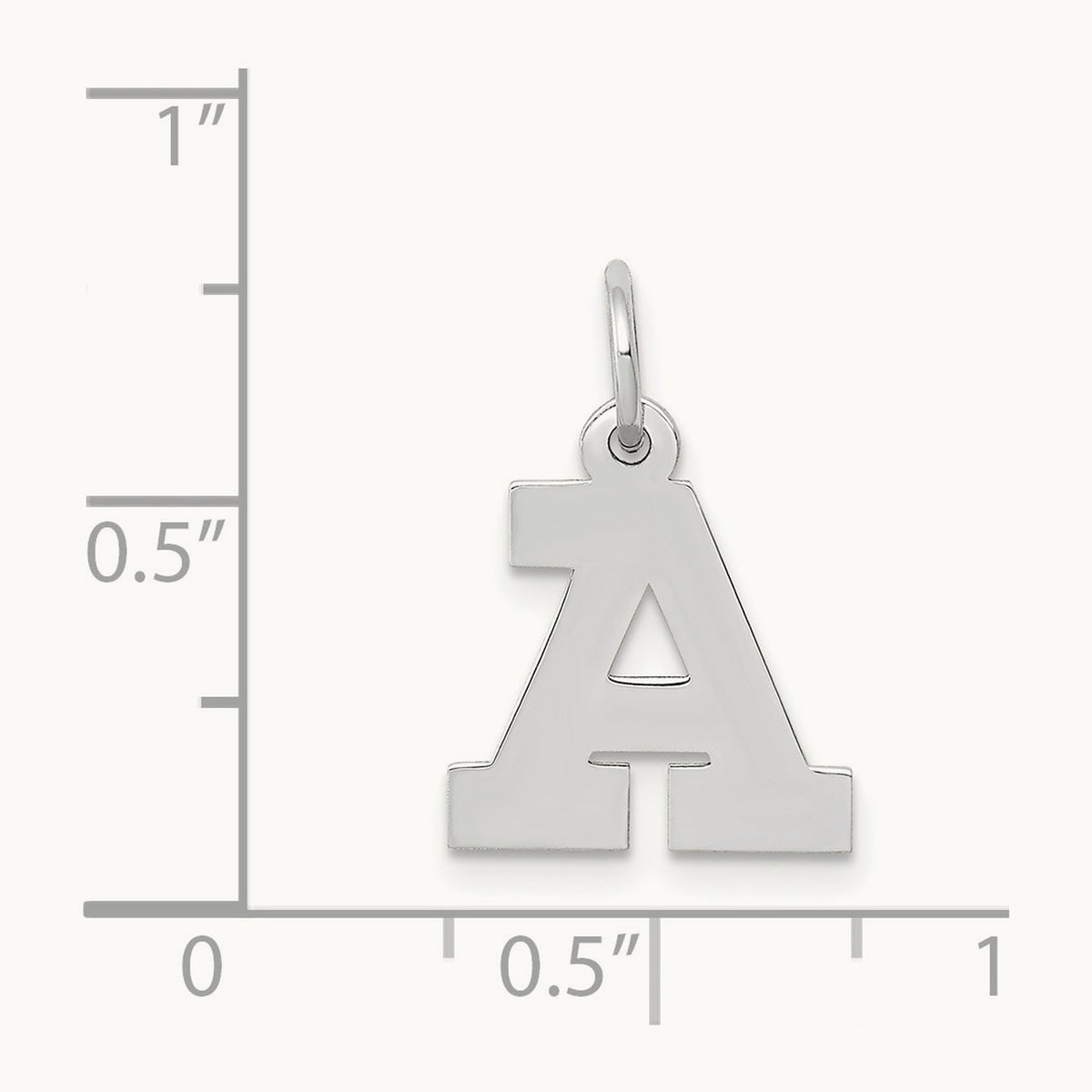 Small Block Initial Charm — 14K White Gold, A