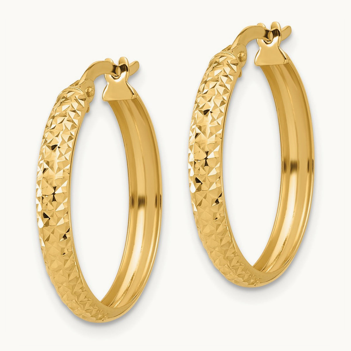 Polished and Diamond-cut Hoop Earrings — 23.5mm