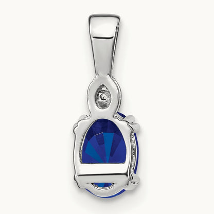 Oval Sapphire and Diamond Pendant, 14K White Gold