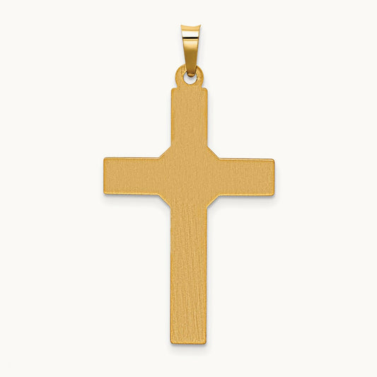 Hollow Polished Center X Cross — 14K Yellow Gold