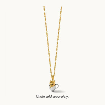 Polished 3-D Cat In Mug Charm, 14K with White Rhodium