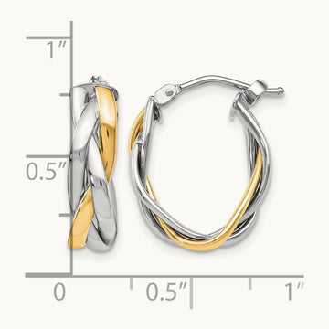 w/Wht Rhodium Plating Braided Hoop Earrings, 10K — Leslie's
